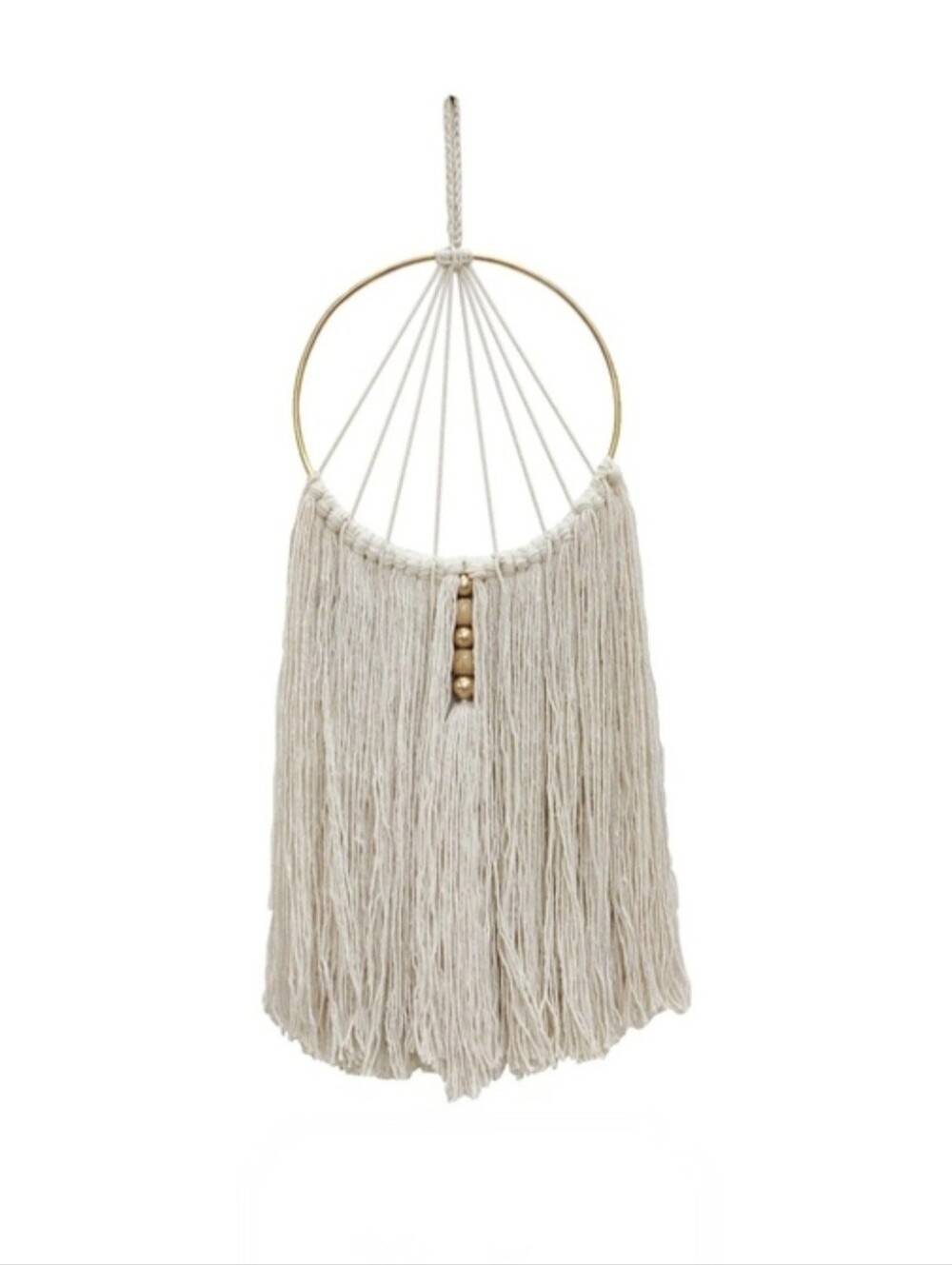 NWT At Home Chic Geometric Cream Gold Macrame Wall Decor Neutral & Boho Sz 18"